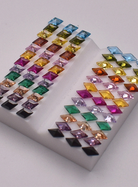 彩色菱形宝石裸石祖母绿凌形锆石尖底钻diy补石戒指首饰镶嵌配石