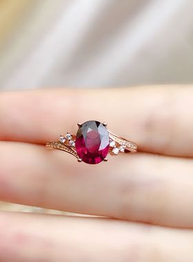 天然镁铝石榴石戒指女S925纯银