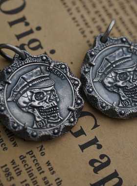 骷髅纯银吊坠流浪者硬币