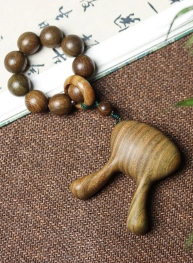 绿檀木香囊按摩梳手捻1.2cm手持