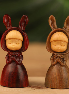 可爱檀木许愿兔项链配件