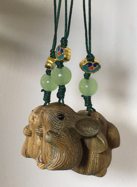 绿檀木小兔子生肖兔动物手机链