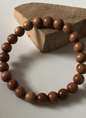 檀香沉水老料顺纹单圈手串