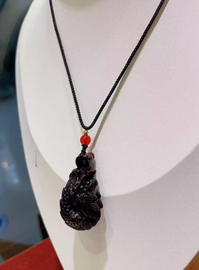 紫檀木雕刻祥龙吊坠挂件