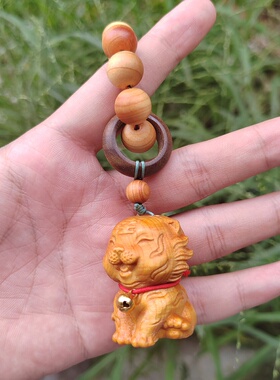 崖柏木珠小手捻生肖虎款手把件开