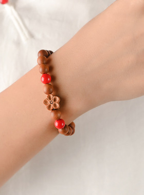 巴布亚檀香佛珠手链复古风桃木