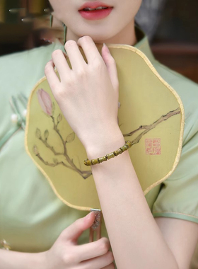 绿檀木手串男盘玩佛珠竹节