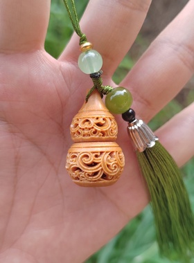 檀香木福禄葫芦香囊挂件木雕手机