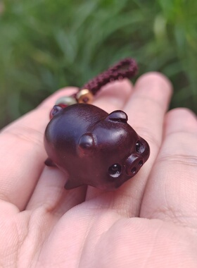 紫檀木生肖猪钥匙扣创意配饰木作