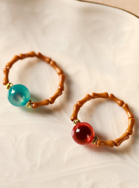 橄榄核竹节DIY弹力绳戒指节节高