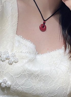 民族风平安扣朱砂项链