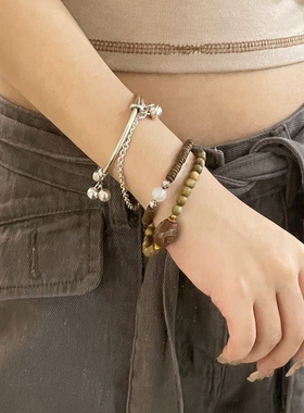 双圈藏式民族风三眼天珠绿檀鸡翅