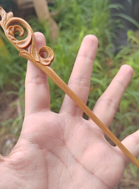 绿檀木蔓华发簪国潮旗袍汉服古装