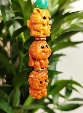 檀香木生肖猪三合六合生肖钥匙扣