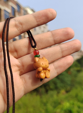 KT猫千万两吊坠小件木作萌趣