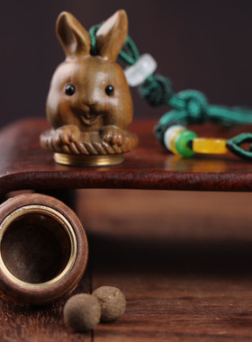 绿檀木花篮兔子扩香器吊坠车内