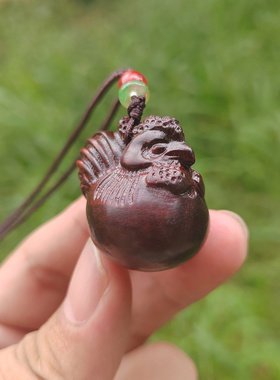 紫檀木生肖鸡新中式木质吊坠