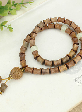 节节高绿檀木手串会变色的木头饰品手链夜光珠檀香手持念珠复古风