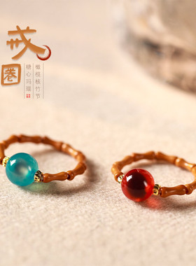 橄榄核竹节创意弹力绳戒指节节高