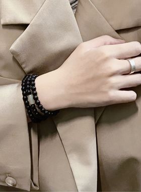 黑檀木搭配和田玉文玩手串