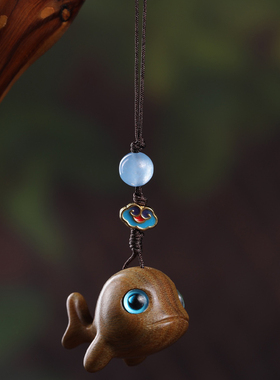 紫檀木海豚吊坠钥匙扣手把件绿檀可爱手机链包包挂件男女挂饰送礼