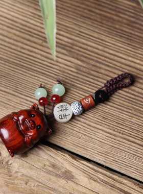 紫檀木猪事大吉汽车钥匙扣吉祥猪