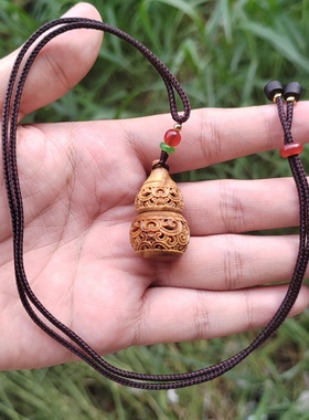 绿檀木福禄葫芦香囊挂件新中式镂