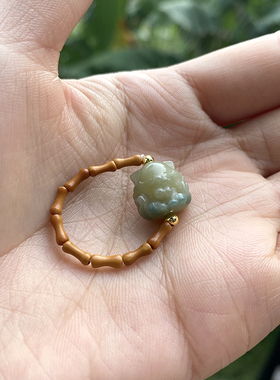 橄榄核竹节戒指九尾狐手戒