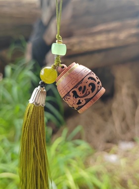 花梨木莲花好运镂空香囊包包挂件