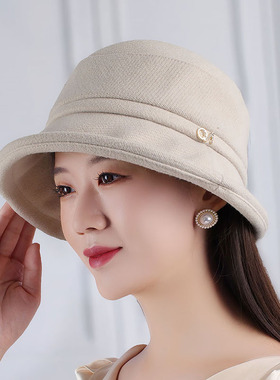 女士休闲渔夫帽春秋冬天卷边盆帽