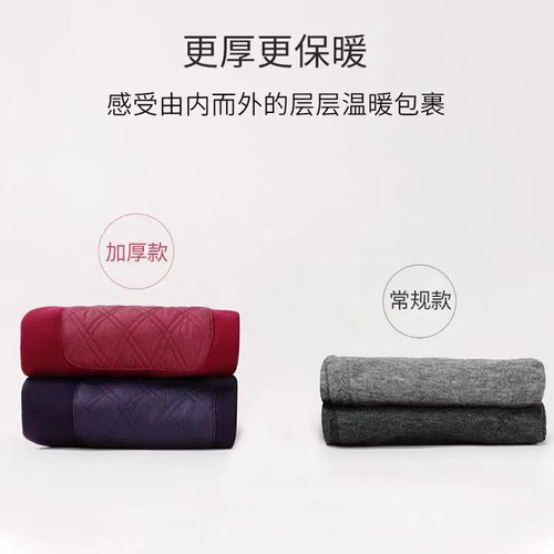 宜而爽中老年人保暖裤男秋裤女棉裤加绒加厚加绒护膝贴片裤打底 - 图2