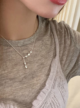甄媛银饰韩系韩版扁豆抽拉项链