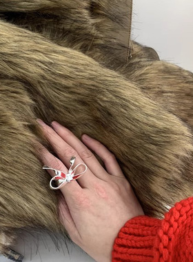 甄媛银饰立体蝴蝶结金属食指戒指