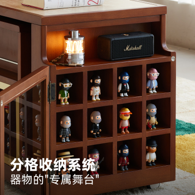 editionhom奥拉升降旋转实木岩板茶几家用客厅小户型移动沙发边几