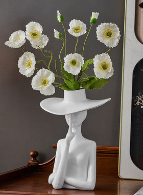 极简抽象艺术女人物花瓶摆件雕塑客厅插花高级感小众电视柜装饰品