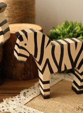 创意复古斑马摆件家居客厅软装儿童房电视柜高级感小众摆设装饰品
