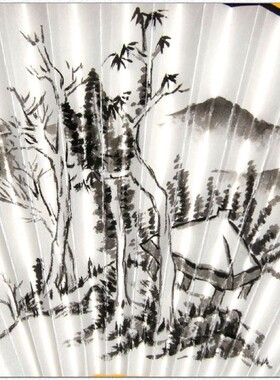 手绘9寸18方仿八大山人扇面宣纸