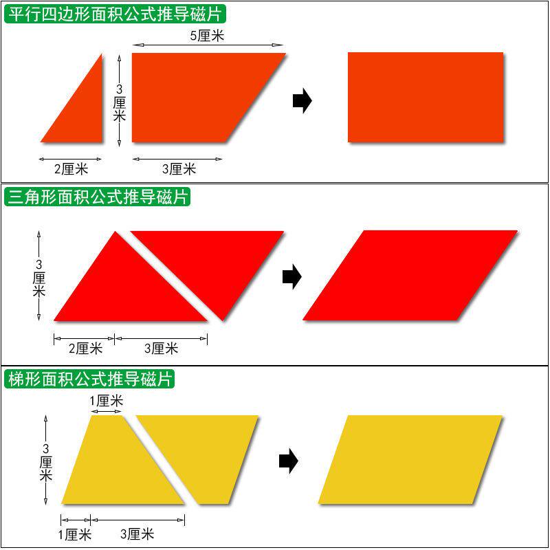 平行四边形面积的教具梯形三角形公式推导套装学生用小学数学五年