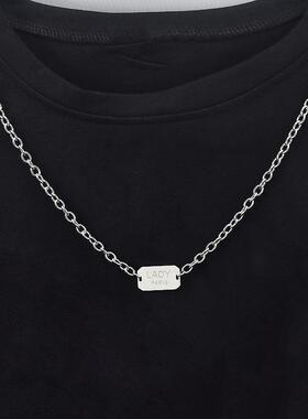 新款T恤卫衣双挂扣项链不锈钢一字扣吊坠链百搭T字扣衣服挂件
