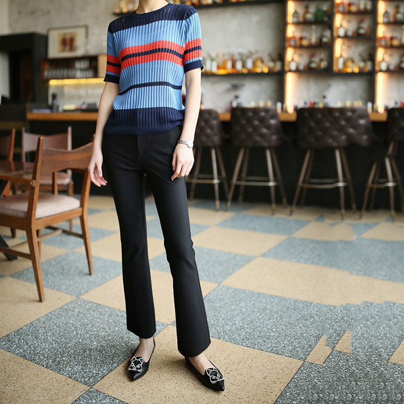 冰丝子女夏季秋装微职业黑色西装裤 安腾画沙休闲裤