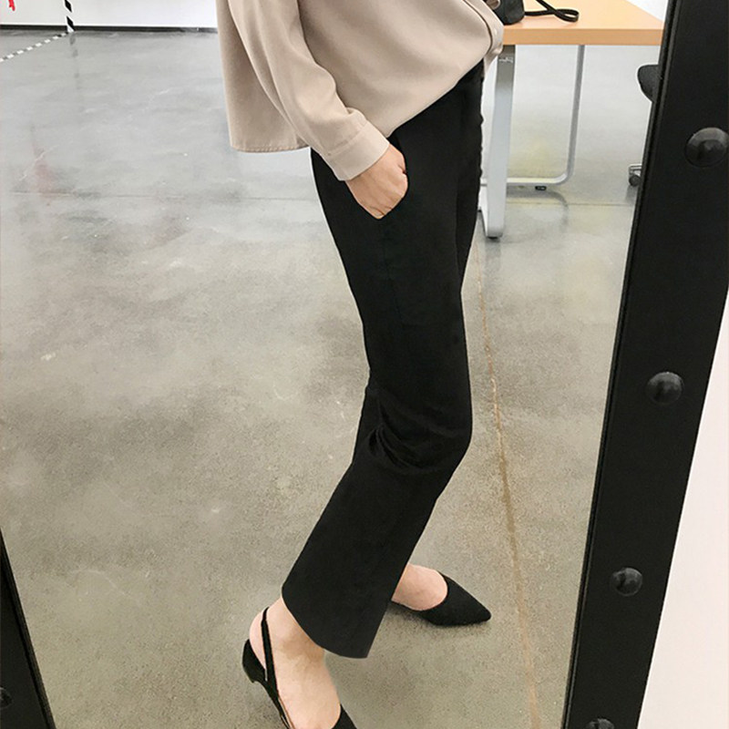 微喇叭裤夏季冰丝九分显瘦休闲裤子 安腾画沙休闲裤