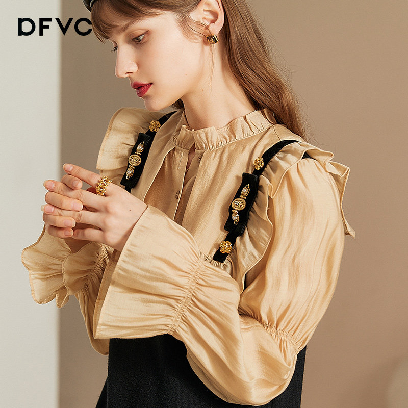 dfvc春季赫本风拼接娃娃领子连衣裙 dfvc连衣裙