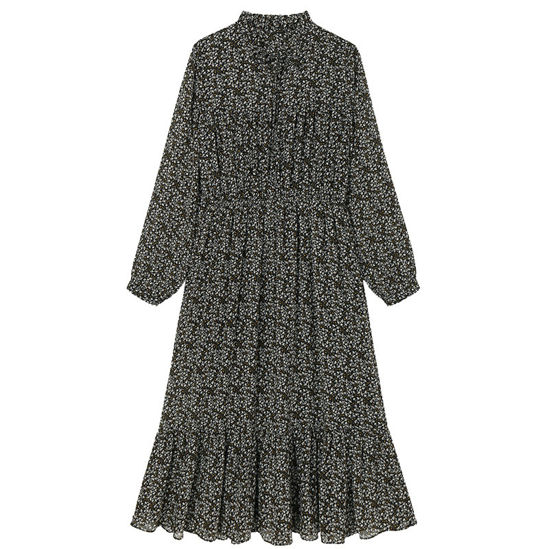 碎花女秋装2020新款中长款收腰显瘦 夏梵尼连衣裙