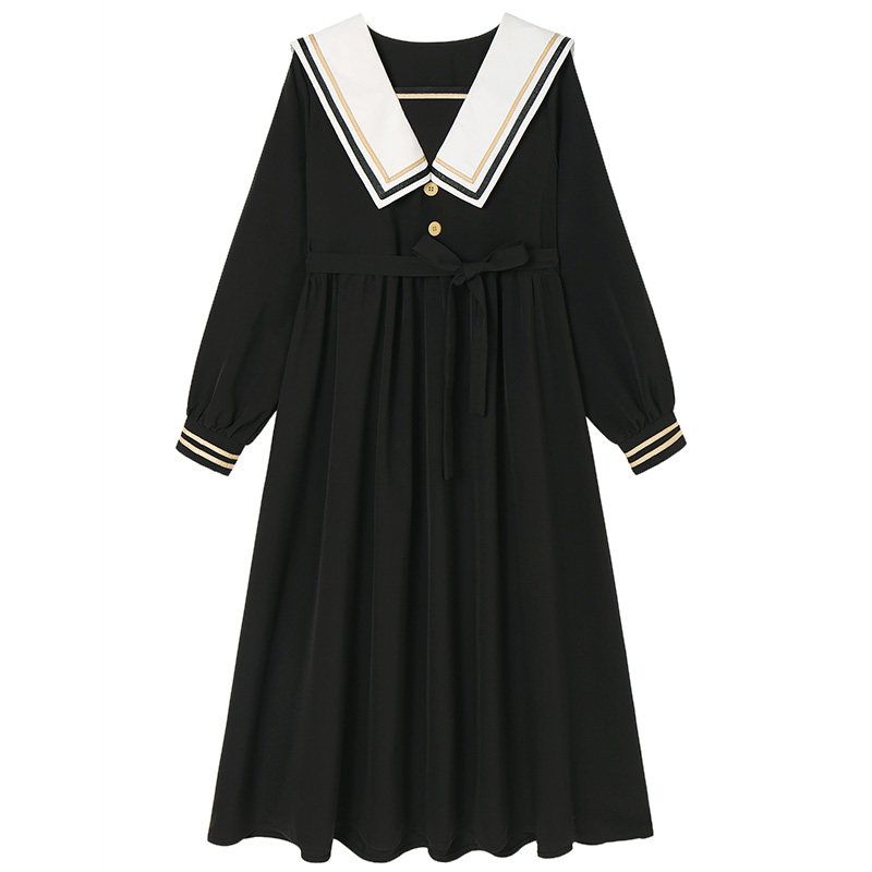 海军领秋装2020年新款长袖春连衣裙 夏梵尼连衣裙