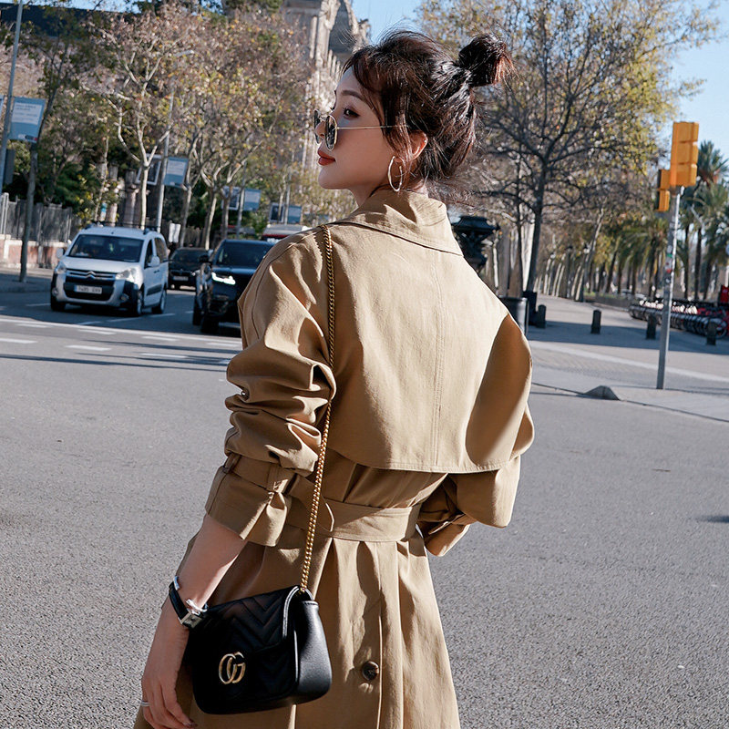 卡其色中长款2020年新款气质风衣 夏梵尼风衣