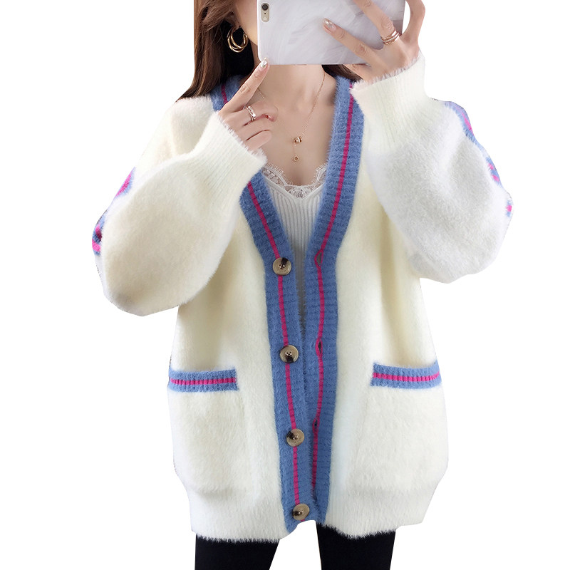 外套2020年慵懒风仿貂绒开衫毛衣 皓婉短外套