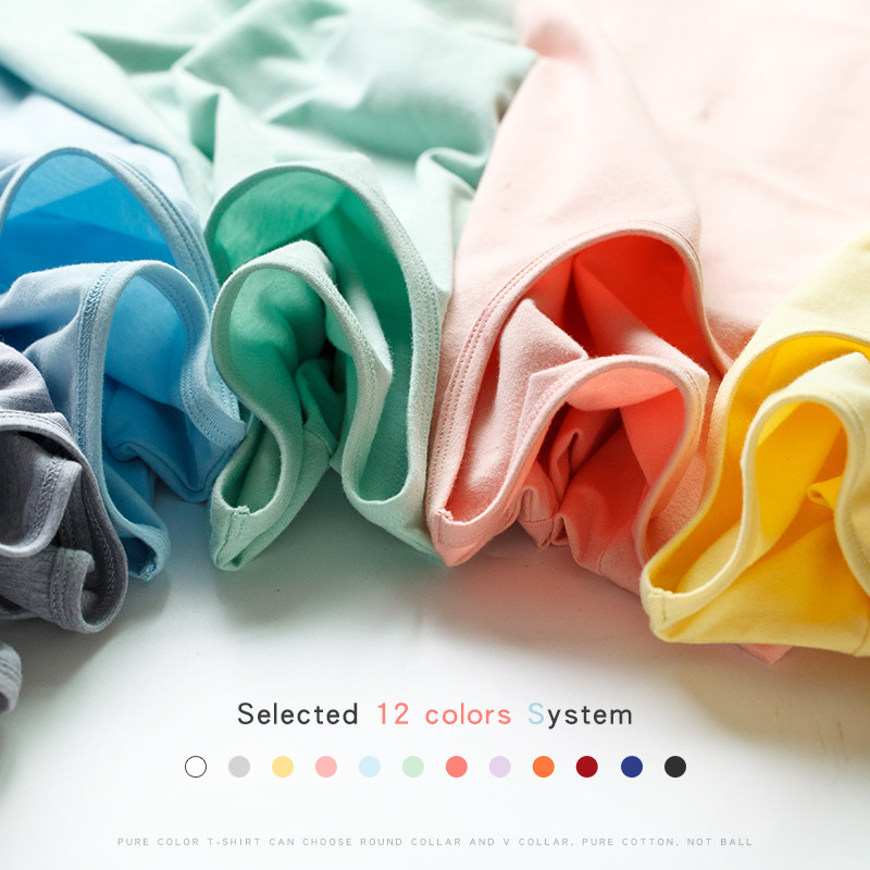 2019夏新款纯棉糖果马卡龙色t恤 自由悦T恤