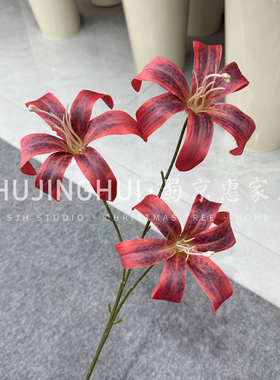 红色系瀑布仿真花花墙装饰假花婚礼堂布置郁金香拱门花艺玫瑰绣球