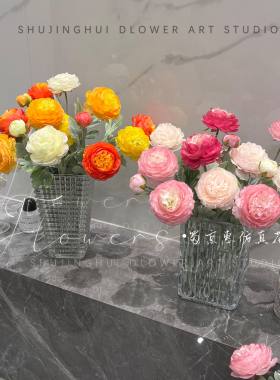 露莲仿真花假花摆设花束客厅餐桌装饰品花艺摆件洋牡丹花高档插花