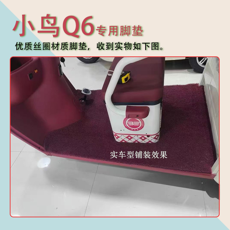适用小鸟Q6电动三轮车脚垫XN1500DZK-5D防滑丝圈耐磨脚踏板踩垫q6 - 图0